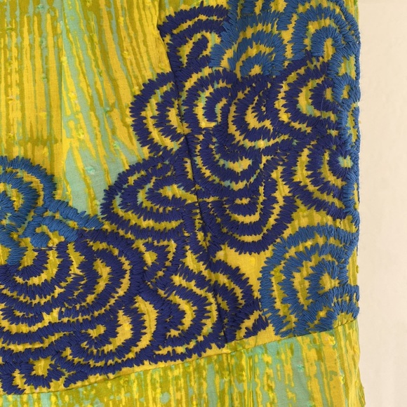 NWT Anthropologie Tabitha Neon Azure Scroll Dress 0 - Picture 7 of 7